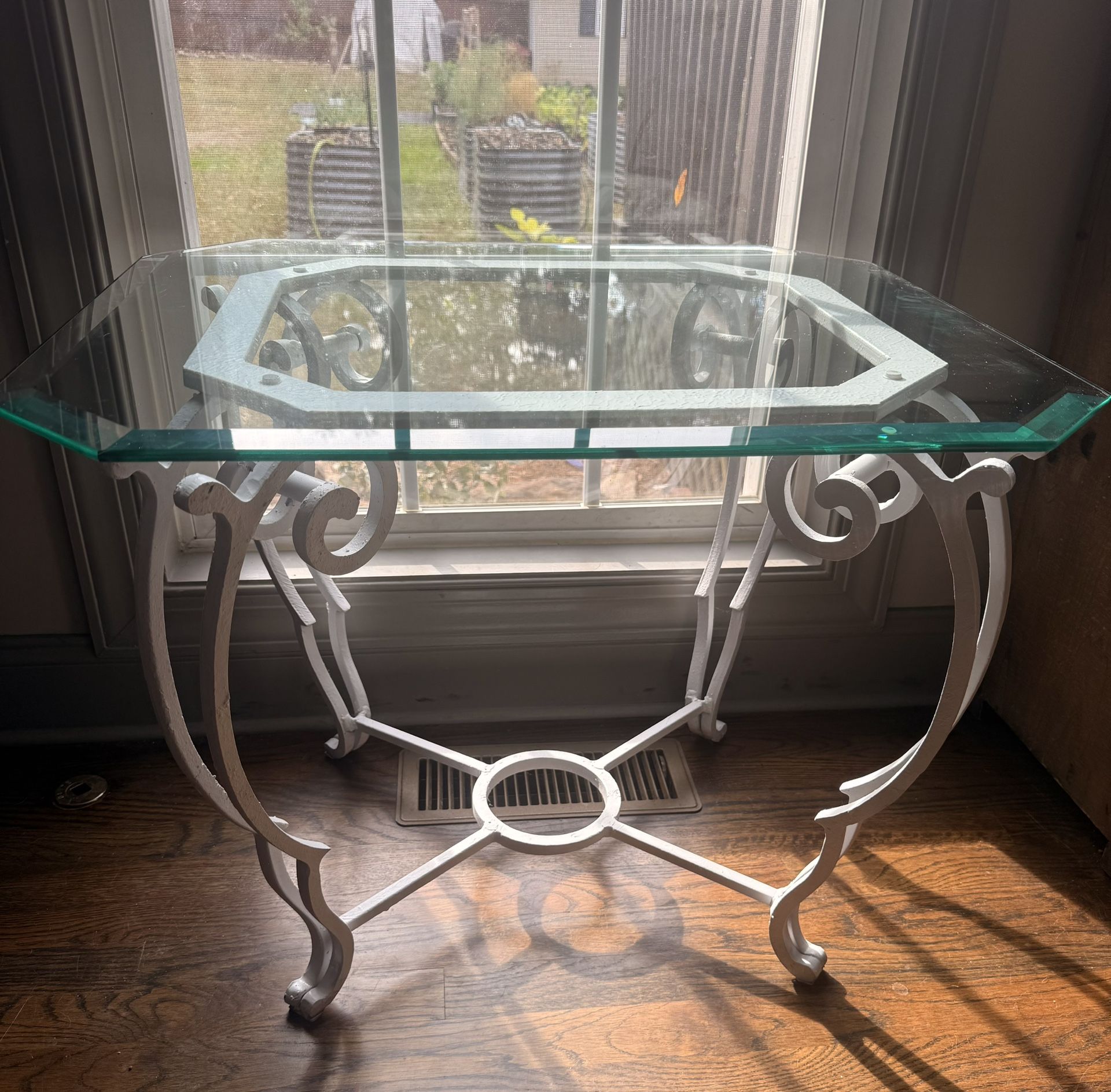 Glass & Wrought Iron Side Table