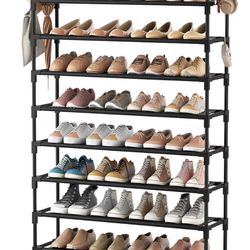 VTRIN 10 Tier Shoe Rack Tall Large Capacity Wide Shoe Organizer with Two Hooks Sturdy Metal Shoe Shelf for Entryway, Closet, Bedroom
