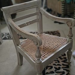 Small Painted Wooden Cane Seated Chair 