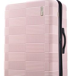 New 28" American Tourister NXT Luggage Hardside Checked Spinner Suitcase Pink