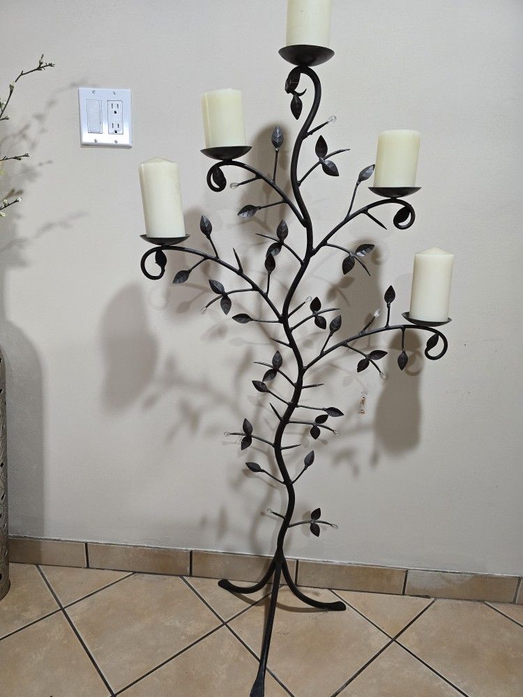 Sale! Vintage Metal Rustic  Leaf Pillar Candle Stand 51x26 ( Reseda ca)