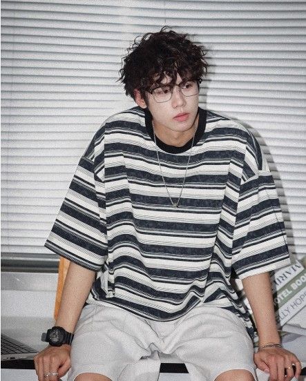 Summer 2025 New Design Japanese Style Striped Short-Sleeved T-Shirt for Men - Trendy Brand, Fashionable, American Style, Loose Fit, Versatile and Comf