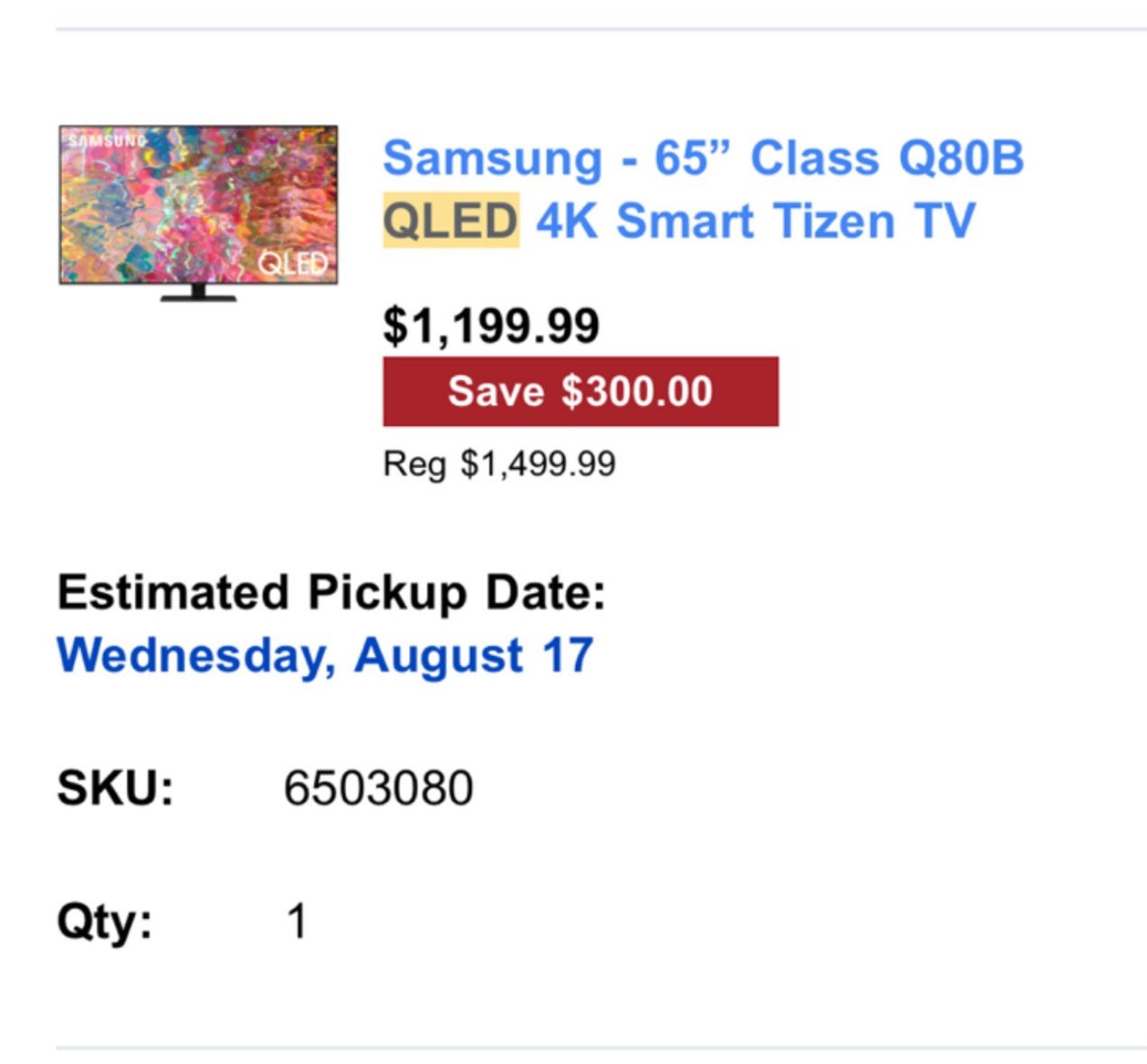 Samsung - 65" Class Q80B QLED 4K Smart Tizen TV