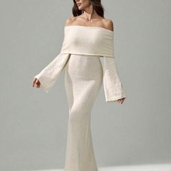 Cream off the shoulder dress