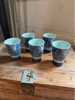 Vintage Japanese Arita Ware Porcelain Tea Cup Set of 5