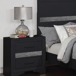 New Solid Wood Black Night Stand