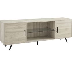 TV Stand - 2 Door Glass Shelf - Mid Century Modern