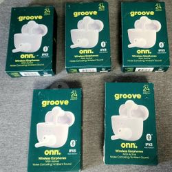 A lot of 5 Wireless Earphones White Active Noise Cancellation Onn IPX5 