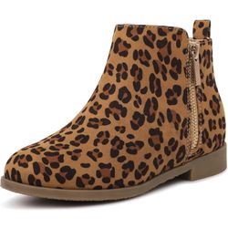 Harvest Land Girl Boots Kids Ankle Boots Warm Side Zipper Boots Low heel Short Booties Winter Snow Boots Anti-Slip Outdoor Shoes for Little Kids/Big K