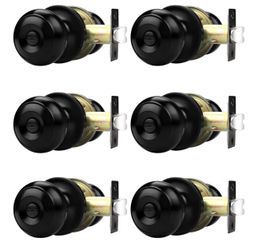 Probrico Black Door Knobs for Bedroom Bathroom, Interior Door Knob with Round Ball, Matte Black Privacy Door Knob, 6 Pack