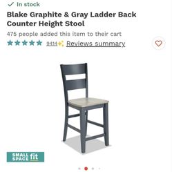 Blake Graphite And Gray Ladder Back Counter Height Stool.