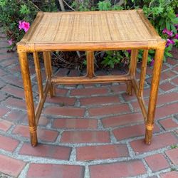 Bamboo & Wicker Tiki/mcm Style Side Table