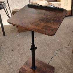 TV Tray Table for Couch, Height Adjustable/360° Swivel/180° Flip-Over Panel Design C-Shaped End Table, Sofa Arm End Side Table with Phone & Tablet Slo