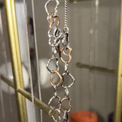 Twisted Wire Connected Hearts Charm Bracelet