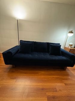 Navy blue velvet sofa