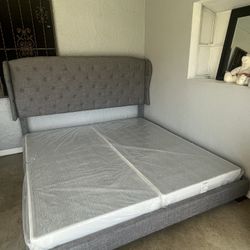 King Size Bed Base with Headboard & Boxsprings