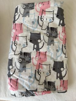 Pink & gray cat bedsheets twin size
