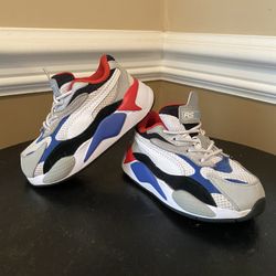 Puma Boys RS-X3 Puzzle Running Sneakers White Blue Red Gray 372359-05 Size 7C
