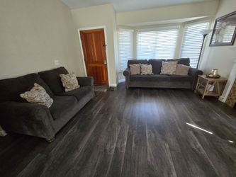 Dark Gray Fabric Sofa and Loveseat Set