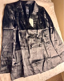 Size m Sirena Double-Breasted Satin Blazer