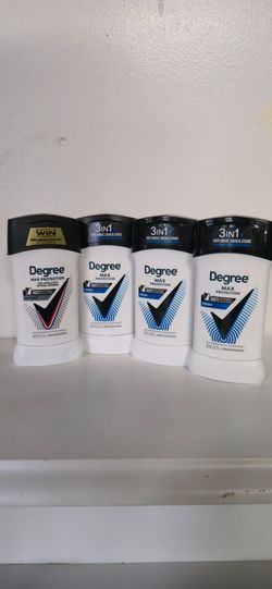 Brand new, unused pack of 4 Degree Men Max Protection 3-in-1 Antiperspirant Deodorant sticks (2.6 oz each).
