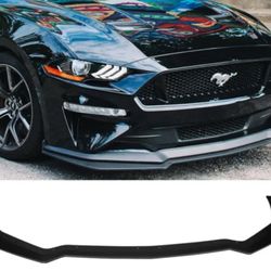 18-23 Ford Mustang GT Style Front Bumper Lip Spoiler Kit Unpainted Black PP