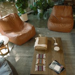 2 Dune Lounge Chairs Vegan Leather - Saddle