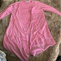#cardigan #pink #open Front #sheer Bottom And Back #xs