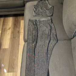 Glitter grey skirt And Top