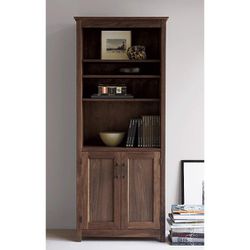 Crate & Barrel - Ainsworth Walnut Media Storage Tower with Glass/Wood Doors