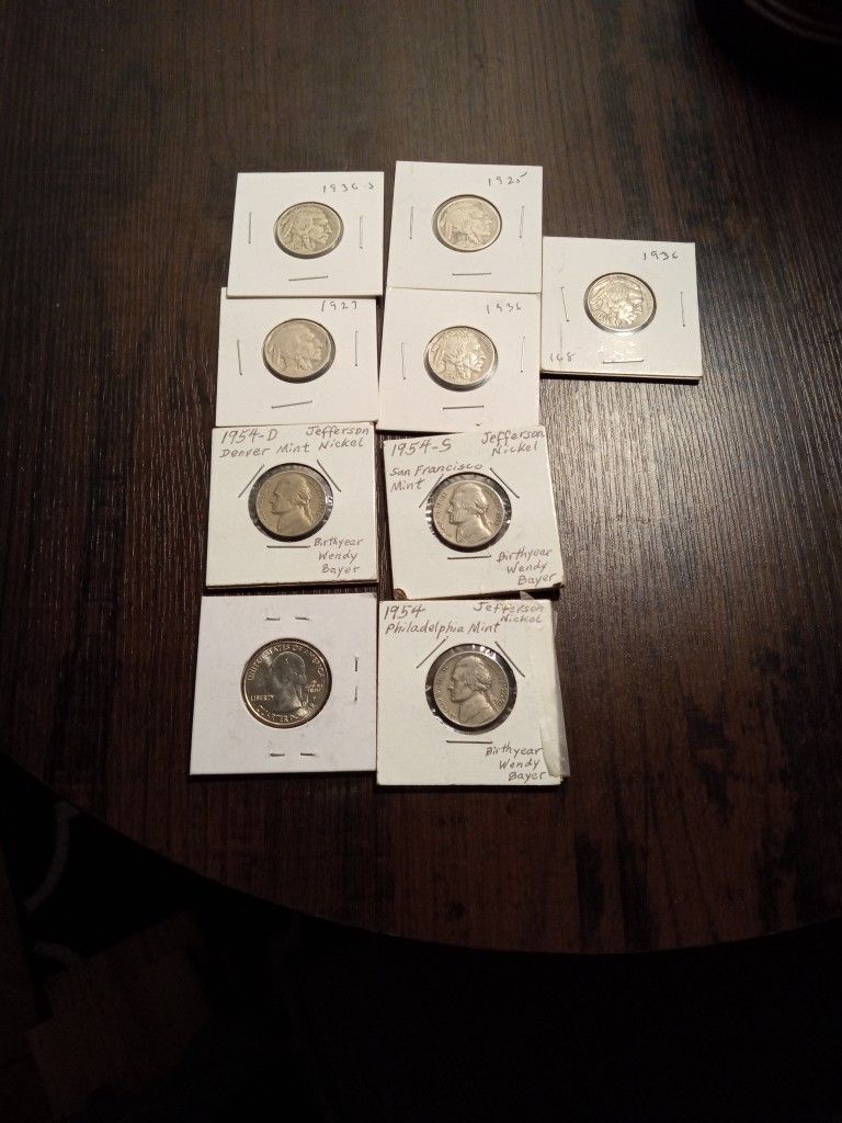 Nickel And Quarter Lot, Buffalo, Jefferson Nickel