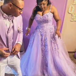 Purple prom dress corset back