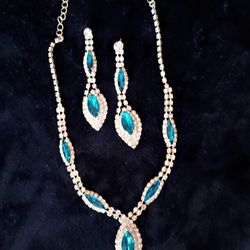 Rhinestone Necklace and Earrings Set 