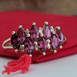 ❤️14k Size 10.75 Beautiful Solid Yellow Gold Tourmalines and Genuine Diamonds Ring!/ Anillo de Oro con Turmalinas y Diamantes!👌🎁