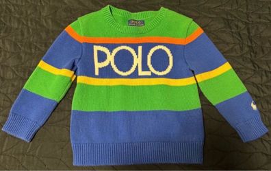 Ralph Lauren Polo Toddler (3T) Logo Striped Cotton Sweater