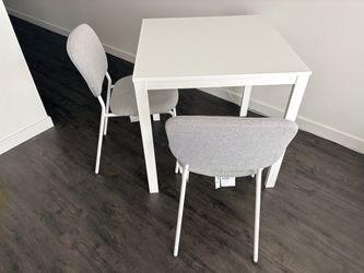 IKEA VIHALS Desk + 2 Chairs — White, 3 Months Old