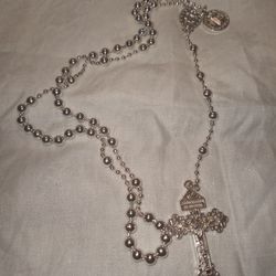 Silver Tone Metal Rosary