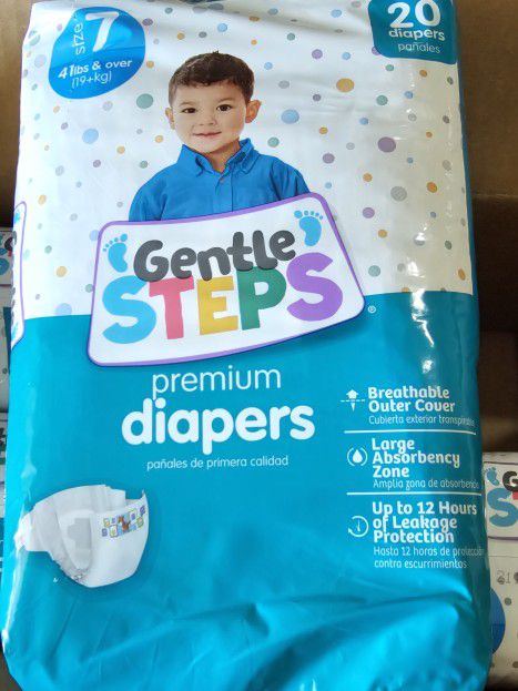 Gentle Steps Size 7 Premium Diapers 41lbs &  80 Diapers 
