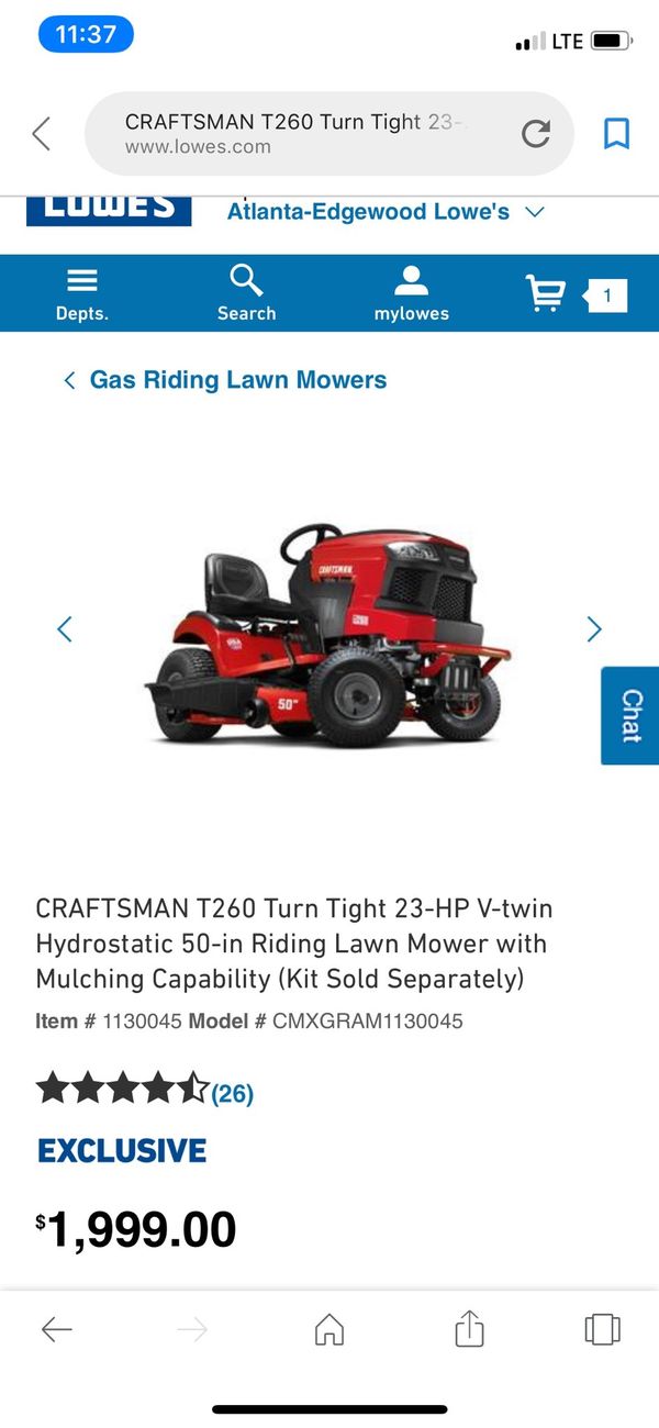 Craftsman T260 23HP Riding lawn mower for Sale in Douglasville, GA