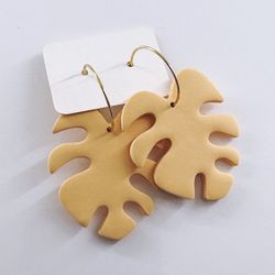 Handmade Clay Leaf Earrings 