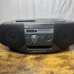 Sony Mega Bass Port CFD-V25 CD Radio Cassette Cassette Player Tested- No Remote
