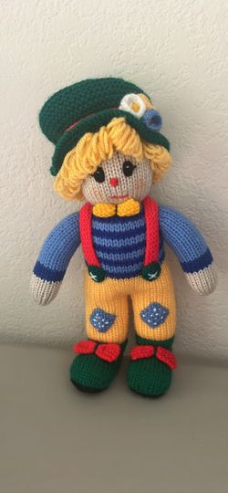 Hand-knitted Doll Scarecrow /Clown