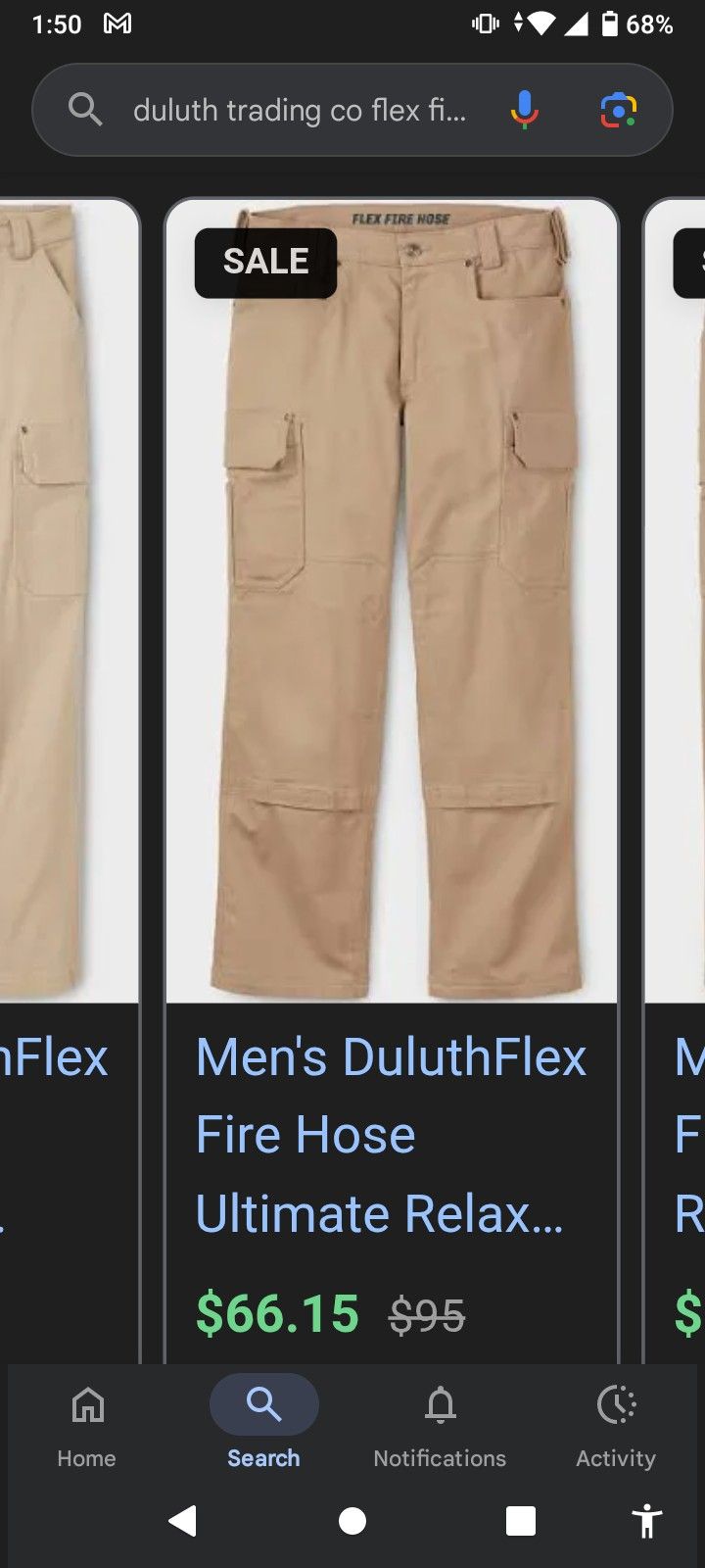 Duluth Flex Fire Hose Cargo Pants Sz. 38/32