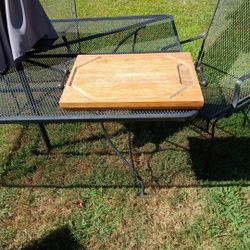 Wooden - Metal Handle Cutting Board Butcher Block
