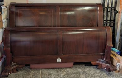 Mahogany Sleigh King Bed with Headboard and Footboard