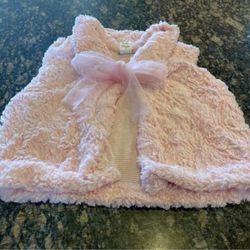 Pink Faux Fur Girls Jacket/wrap Size 12