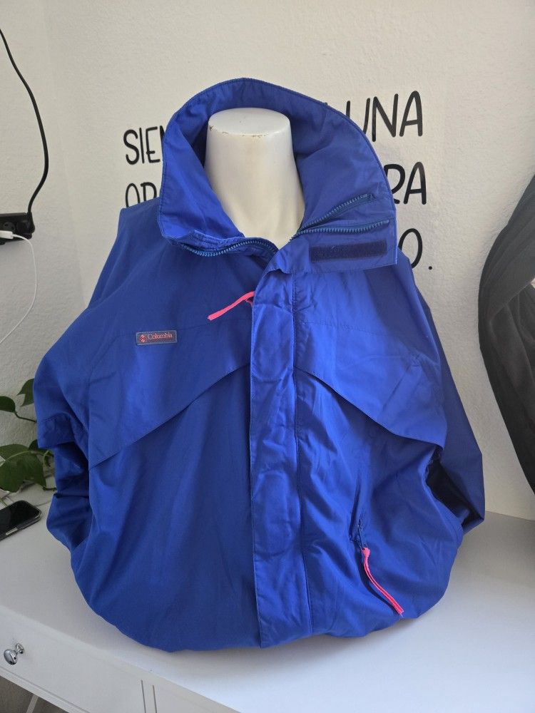 Men's Columbia Sportswear Company Windbreaker Jacket Size Large Colors Blue/Pink