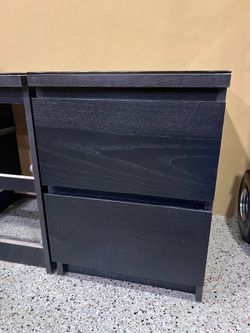 IKEA Malm Espresso Nightstands with Glass Top