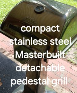 Compact Stainless Steel Masterbuilt Detachable Pedestal Propane Grill 