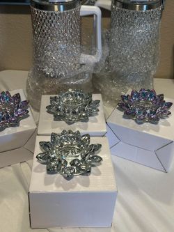 Crystal Lotus Candle Holders Set Of 2